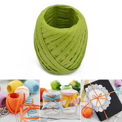 3 ชิ้น 20 เมตรเชือกกระดาษ Raffia ริบบิ้นลูกไม้ธรรมชาติเชือกกล่องของขวัญห่อ DIY ตกแต่ง