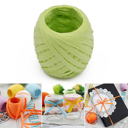 3 ชิ้น 20 เมตรเชือกกระดาษ Raffia ริบบิ้นลูกไม้ธรรมชาติเชือกกล่องของขวัญห่อ DIY ตกแต่ง