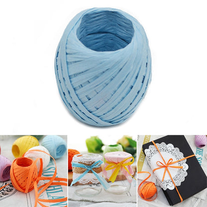 3 ชิ้น 20 เมตรเชือกกระดาษ Raffia ริบบิ้นลูกไม้ธรรมชาติเชือกกล่องของขวัญห่อ DIY ตกแต่ง