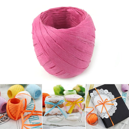 3 ชิ้น 20 เมตรเชือกกระดาษ Raffia ริบบิ้นลูกไม้ธรรมชาติเชือกกล่องของขวัญห่อ DIY ตกแต่ง