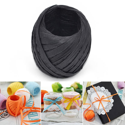 3 ชิ้น 20 เมตรเชือกกระดาษ Raffia ริบบิ้นลูกไม้ธรรมชาติเชือกกล่องของขวัญห่อ DIY ตกแต่ง