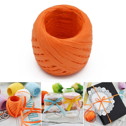 3 ชิ้น 20 เมตรเชือกกระดาษ Raffia ริบบิ้นลูกไม้ธรรมชาติเชือกกล่องของขวัญห่อ DIY ตกแต่ง