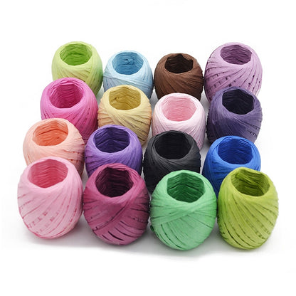 3 ชิ้น 20 เมตรเชือกกระดาษ Raffia ริบบิ้นลูกไม้ธรรมชาติเชือกกล่องของขวัญห่อ DIY ตกแต่ง