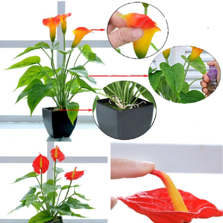 ดอกไม้ประดิษฐ์ Calla กระถางต้นไม้ตกแต่งบ้านสีเขียว