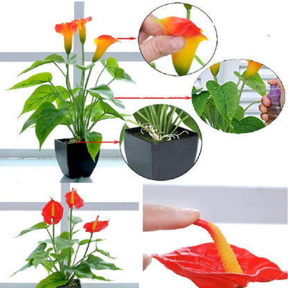 ดอกไม้ประดิษฐ์ Calla กระถางต้นไม้ตกแต่งบ้านสีเขียว