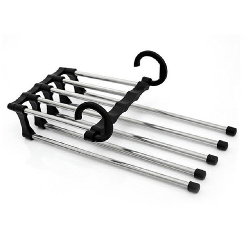 มัลติฟังก์ชั่น 5 in 1 Telescopic ตู้เสื้อผ้าพับ Magic กางเกง Rack, 5 in 1 Telescopic Rack