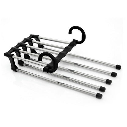 มัลติฟังก์ชั่น 5 in 1 Telescopic ตู้เสื้อผ้าพับ Magic กางเกง Rack, 5 in 1 Telescopic Rack