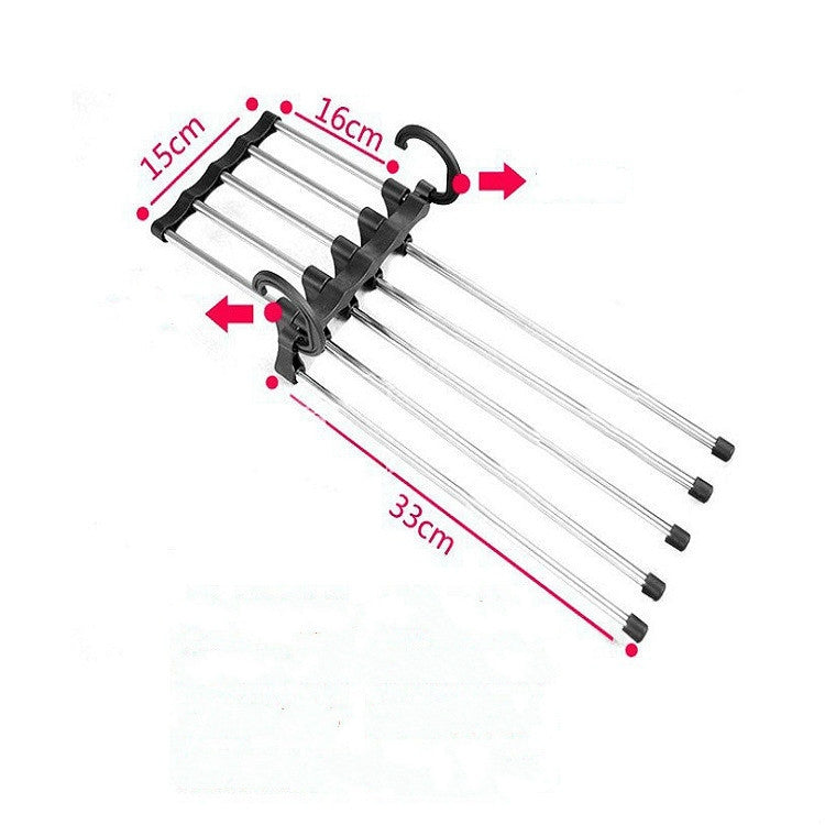 มัลติฟังก์ชั่น 5 in 1 Telescopic ตู้เสื้อผ้าพับ Magic กางเกง Rack, 5 in 1 Telescopic Rack