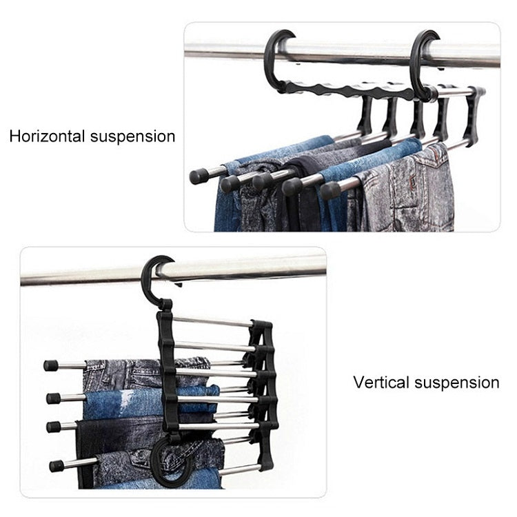 มัลติฟังก์ชั่น 5 in 1 Telescopic ตู้เสื้อผ้าพับ Magic กางเกง Rack, 5 in 1 Telescopic Rack