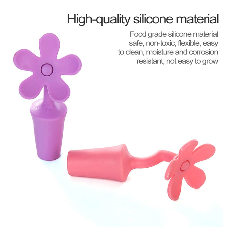 5 ชิ้นจุกไวน์ซิลิโคนดอกไม้จุกเบียร์, 5 PCS Flower Shape(Green), 5 PCS Flower Shape(Purple), 5 PCS Flower Shape(Red), 5 PCS Flower Shape(Blue)