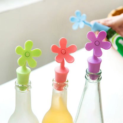 5 ชิ้นจุกไวน์ซิลิโคนดอกไม้จุกเบียร์, 5 PCS Flower Shape(Green), 5 PCS Flower Shape(Purple), 5 PCS Flower Shape(Red), 5 PCS Flower Shape(Blue)