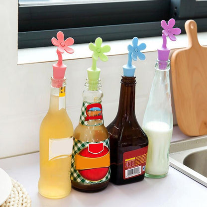 5 ชิ้นจุกไวน์ซิลิโคนดอกไม้จุกเบียร์, 5 PCS Flower Shape(Green), 5 PCS Flower Shape(Purple), 5 PCS Flower Shape(Red), 5 PCS Flower Shape(Blue)