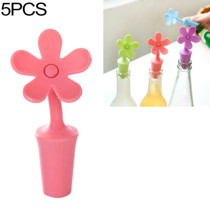 5 ชิ้นจุกไวน์ซิลิโคนดอกไม้จุกเบียร์, 5 PCS Flower Shape(Green), 5 PCS Flower Shape(Purple), 5 PCS Flower Shape(Red), 5 PCS Flower Shape(Blue)