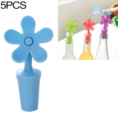 5 ชิ้นจุกไวน์ซิลิโคนดอกไม้จุกเบียร์, 5 PCS Flower Shape(Green), 5 PCS Flower Shape(Purple), 5 PCS Flower Shape(Red), 5 PCS Flower Shape(Blue)