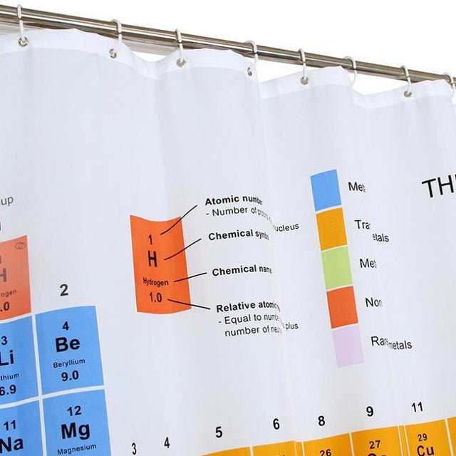 ตารางธาตุของม่านอาบน้ำโพลีเอสเตอร์กันน้ำโรคราน้ำค้างพิมพ์, Shower Curtain, Size: 180x180cm