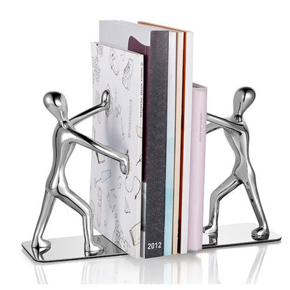 คู่คนเล็กยืนตกแต่งโต๊ะสร้างสรรค์ชั้นวางหนังสือโลหะแผ่นกดหนังสือ, Book Push Plate