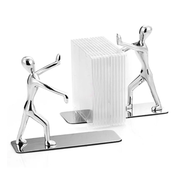 คู่คนเล็กยืนตกแต่งโต๊ะสร้างสรรค์ชั้นวางหนังสือโลหะแผ่นกดหนังสือ, Book Push Plate