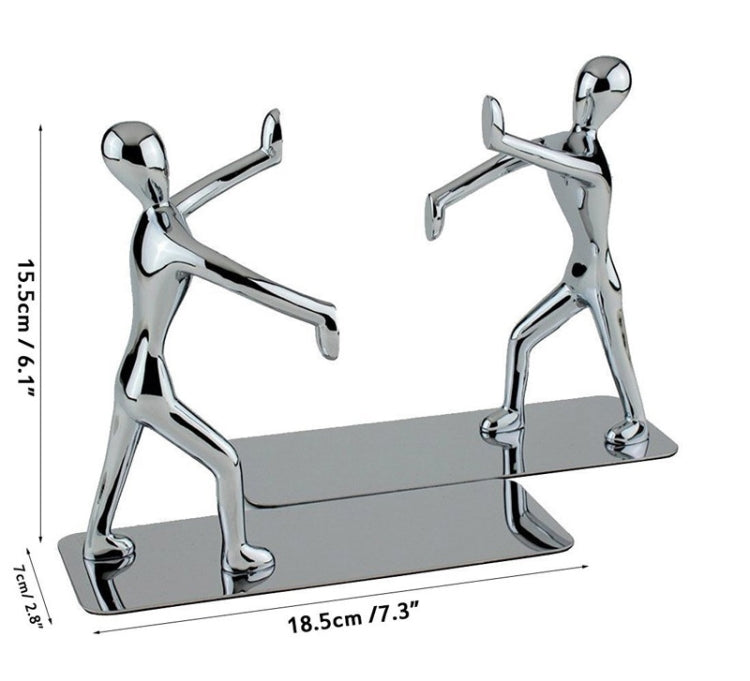 คู่คนเล็กยืนตกแต่งโต๊ะสร้างสรรค์ชั้นวางหนังสือโลหะแผ่นกดหนังสือ, Book Push Plate