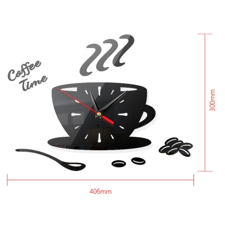 2 ชุด DIY 3D สเตอริโอตกแต่งกาแฟแฟชั่นนาฬิกากระจกอะคริลิคสติ๊กเกอร์ติดผนังนาฬิกากาแฟ