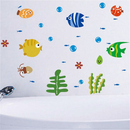 อนุบาลการ์ตูนสัตว์ทะเลตกแต่งกันน้ำเด็กห้องน้ำสติ๊กเกอร์ติดผนัง, Marine Animal