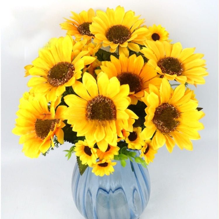 2 ชิ้น Creative Elegant ช่อดอกไม้ประดิษฐ์ดอกทานตะวันงานแต่งงานตกแต่ง, Sunflower