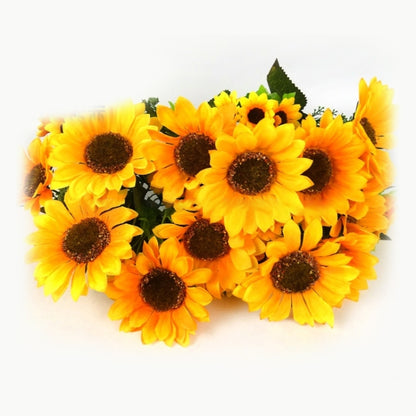 2 ชิ้น Creative Elegant ช่อดอกไม้ประดิษฐ์ดอกทานตะวันงานแต่งงานตกแต่ง, Sunflower