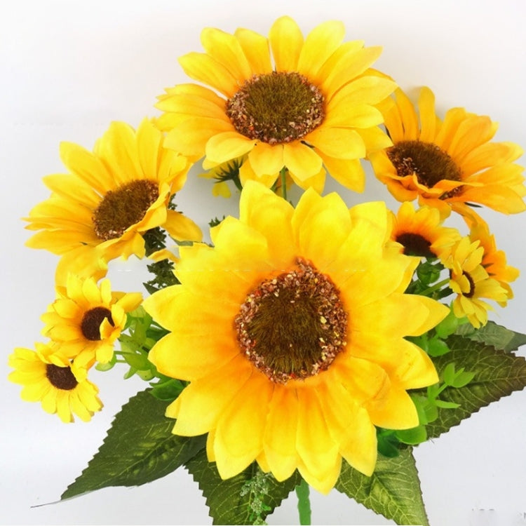 2 ชิ้น Creative Elegant ช่อดอกไม้ประดิษฐ์ดอกทานตะวันงานแต่งงานตกแต่ง, Sunflower