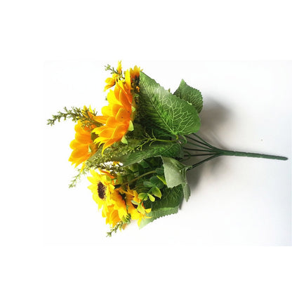 2 ชิ้น Creative Elegant ช่อดอกไม้ประดิษฐ์ดอกทานตะวันงานแต่งงานตกแต่ง, Sunflower