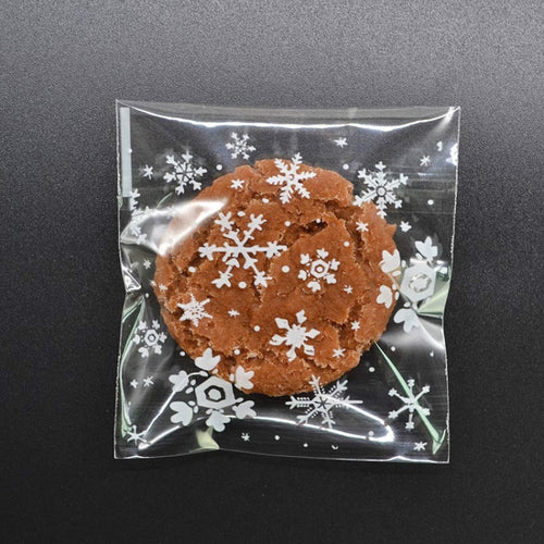 5 แพ็คเกล็ดหิมะคริสต์มาสขนมคุกกี้ถุงขนมถุงของขวัญกาวในตัว, 5.5x5.5cm, 7x7cm, 10x10cm, 14x14cm