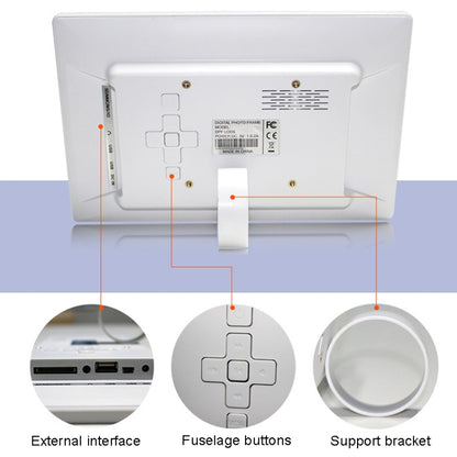 DPF-106 กรอบรูปดิจิตอล LED เครื่องโฆษณาวิดีโอขนาด 10.1 นิ้ว, US Plug, EU Plug, UK Plug, AU Plug