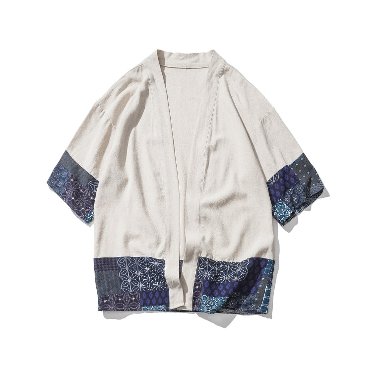 Retro Hanfu ผ้าฝ้ายลินินแขนเจ็ดไตรมาสเย็บแข็งชายหนุ่มเสื้อคาร์ดิแกน, XL