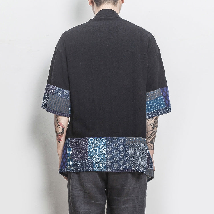Retro Hanfu ผ้าฝ้ายลินินแขนเจ็ดไตรมาสเย็บแข็งชายหนุ่มเสื้อคาร์ดิแกน, XL
