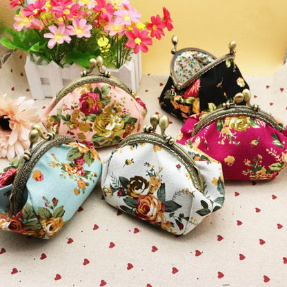 Retro Vintage ดอกไม้กระเป๋าสตางค์สุภาพสตรีขนาดเล็ก Hasp กระเป๋าคลัทช์