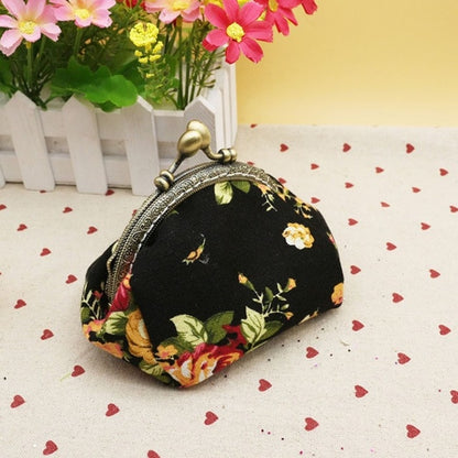 Retro Vintage ดอกไม้กระเป๋าสตางค์สุภาพสตรีขนาดเล็ก Hasp กระเป๋าคลัทช์