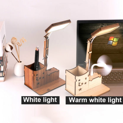 ไม้ Multi-Function Touch USB ผู้ถือปากกาโคมไฟตั้งโต๊ะนักเรียนเดสก์ท็อปชาร์จโคมไฟอ่านหนังสือ LED Eye Protection โคมไฟตั้งโต๊ะ, USB Plug-in without Battery, USB Charging Built-in Battery