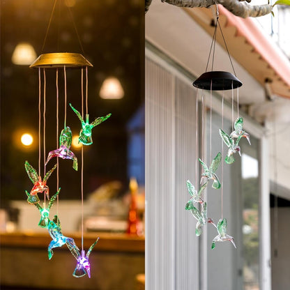 Creative Electronics พลังงานแสงอาทิตย์ LED Hummingbird Wind Chime Light เจ็ดสี, Hummingbird
