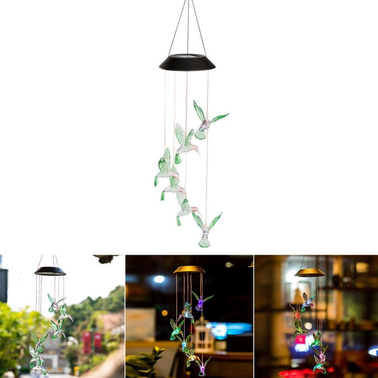 Creative Electronics พลังงานแสงอาทิตย์ LED Hummingbird Wind Chime Light เจ็ดสี, Hummingbird