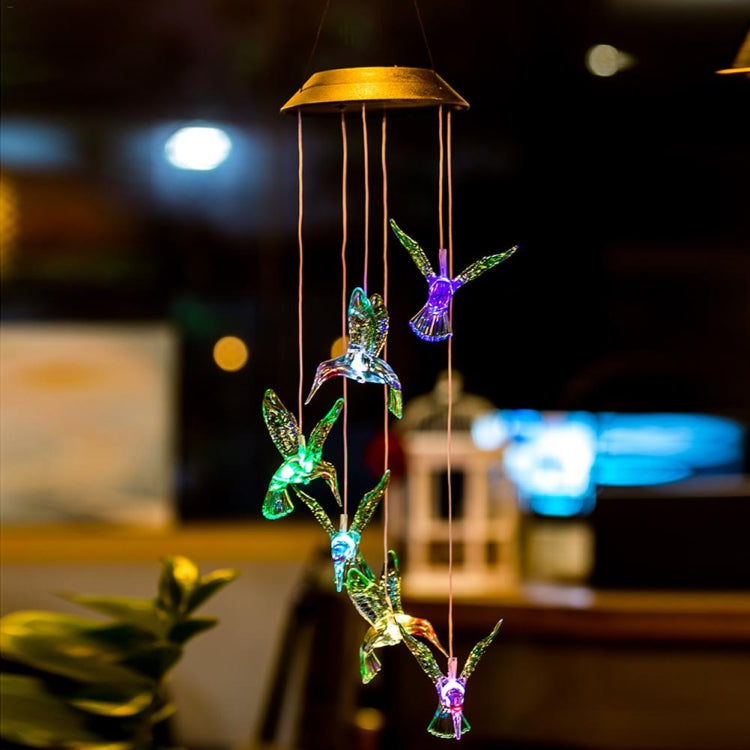Creative Electronics พลังงานแสงอาทิตย์ LED Hummingbird Wind Chime Light เจ็ดสี, Hummingbird
