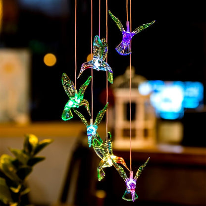 Creative Electronics พลังงานแสงอาทิตย์ LED Hummingbird Wind Chime Light เจ็ดสี, Hummingbird