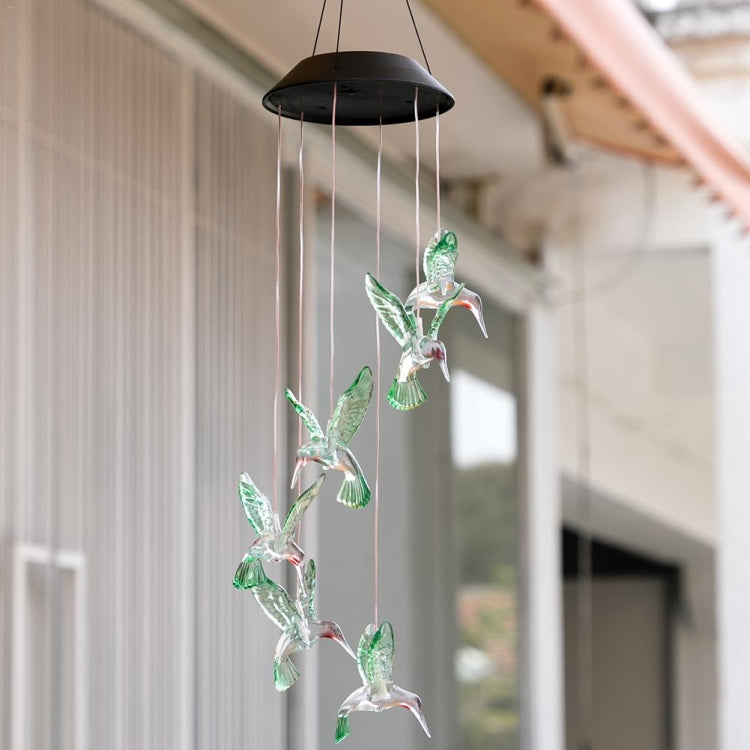 Creative Electronics พลังงานแสงอาทิตย์ LED Hummingbird Wind Chime Light เจ็ดสี, Hummingbird