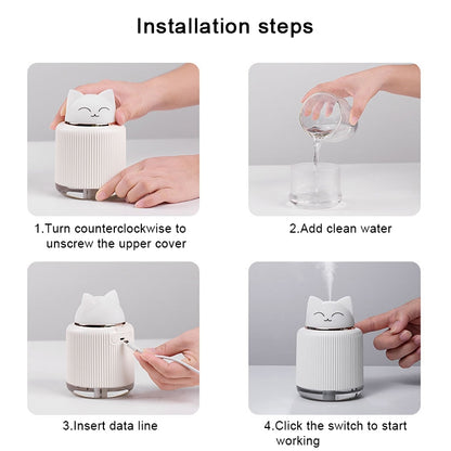Light Pet Humidifier USB Night Light โคมไฟข้างเตียงหน้าแรก Sleep Mute หลอดไฟประหยัดพลังงาน