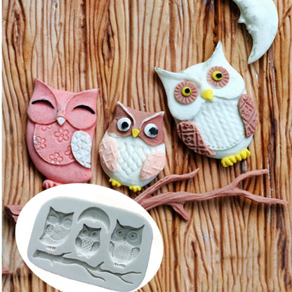นกฮูก F Ondant แม่พิมพ์เค้กตกแต่ง DIY แห้ง Pais ช็อคโกแลตซิลิโคนแม่พิมพ์, Owl  Shape