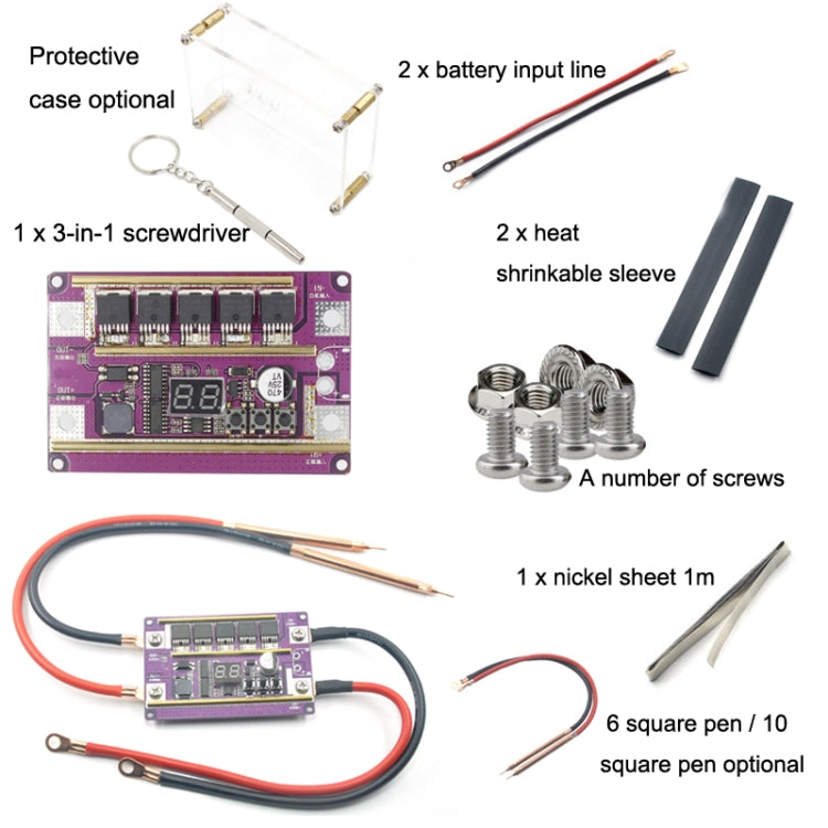 แบตเตอรี่ตะกั่วกรดรุ่น 12V จอแสดงผลดิจิตอล DIY เครื่องเชื่อมจุดแบตเตอรี่ปากกาควบคุม, Main Board, Lead-Acid Battery Version 6 Square Pen, Lead-Acid Battery Version 6 Square Pen With Case, Lead-Acid Battery Version 10 Square Pen, 10 Square Pen With Case