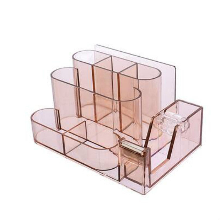 อะคริลิคใสกล่องเก็บเครื่องเขียน Creative Desk Organizer พลาสติกช่องผู้ถือปากกาอุปกรณ์สำนักงาน