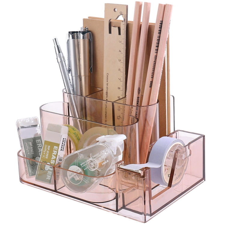 อะคริลิคใสกล่องเก็บเครื่องเขียน Creative Desk Organizer พลาสติกช่องผู้ถือปากกาอุปกรณ์สำนักงาน