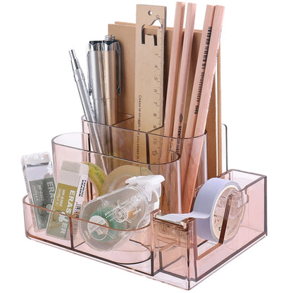 อะคริลิคใสกล่องเก็บเครื่องเขียน Creative Desk Organizer พลาสติกช่องผู้ถือปากกาอุปกรณ์สำนักงาน