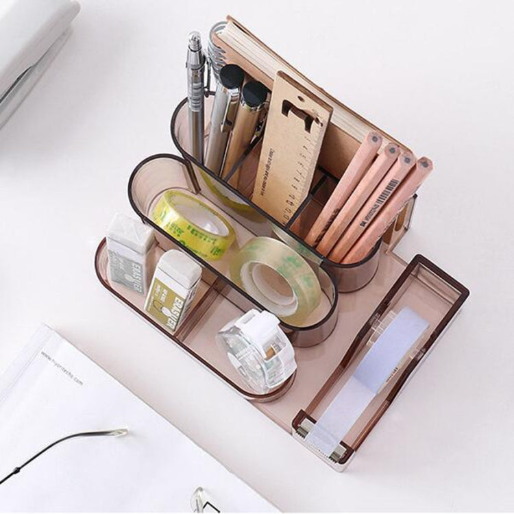 อะคริลิคใสกล่องเก็บเครื่องเขียน Creative Desk Organizer พลาสติกช่องผู้ถือปากกาอุปกรณ์สำนักงาน