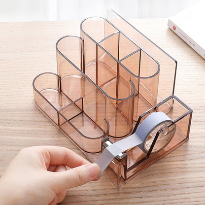 อะคริลิคใสกล่องเก็บเครื่องเขียน Creative Desk Organizer พลาสติกช่องผู้ถือปากกาอุปกรณ์สำนักงาน