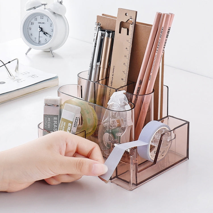 อะคริลิคใสกล่องเก็บเครื่องเขียน Creative Desk Organizer พลาสติกช่องผู้ถือปากกาอุปกรณ์สำนักงาน