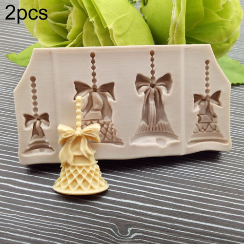 2 PCS Christmas Bells ช็อกโกแลตลูกอมคุกกี้เค้กตกแต่งเครื่องมือ DIY Baking Fondant แม่พิมพ์ซิลิโคนเกรดอาหาร, Christmas Bells
